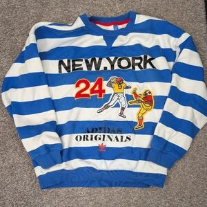 Adidas Originals Blue and White Graphic Crewneck Sweater